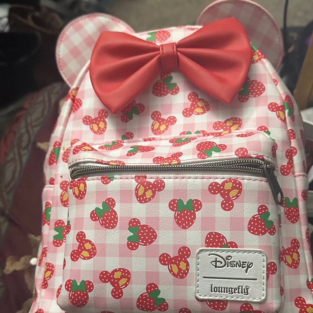 Loungefly Red and Pink Minnie Mouse Kids Backpack